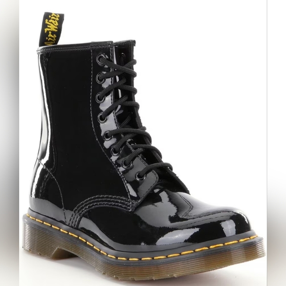 Dr. Martens Shoes - Dr. Martens Patent Leather Shiny Black Combat Boots